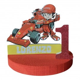 Sagoma di Compleanno Personalizzata Pilota Formula 1 con Numero Glitterato – 30 cm, Polistirolo 3D