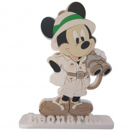 Sagoma in Polistirolo Personalizzata Topolino Safari con Nome 3D – Decorazione per Compleanni e Feste, Altezza 70 cm