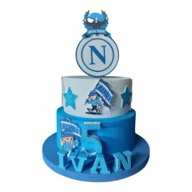 Torta Scenografica in Polistirolo Multilivello Napoli Ultras per Compleanno – Personalizzata con Nome, Età e Logo del Napoli