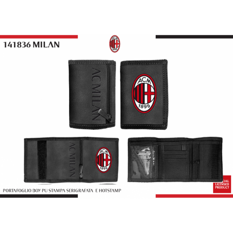 PORTAFOGLIO AC CALCIO MILAN IN CORDURA CHIUSURA A STRAPPO PRODOTTO UFFICIALE