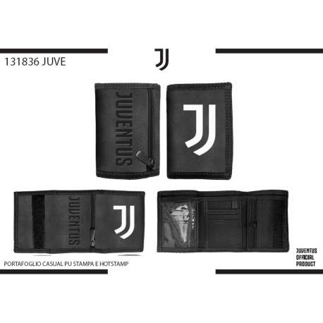 Portafoglio Juventus Ufficiale – Chiusura a Strappo, Tasca Portamonete e Scomparti per Carte – Design in Cordur