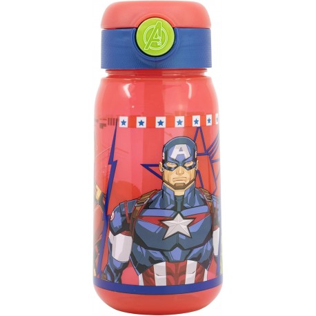 Borraccia Avengers per Bambini – 500ml, Cannuccia in Silicone, Tappo Anti-Goccia, Leggera e Resistente