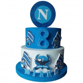 Torta Scenografica in Polistirolo Multilivello Napoli Ultras per Compleanno – Personalizzata con Nome, Età e Logo del Napoli