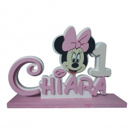 Decorazione da Tavolo Minnie per 1° Compleanno – Personalizzata con Nome e Numero, 45x38 cm