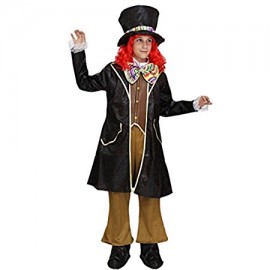 Costume di Carnevale "Il Cappellaio" per Ragazzo - Completo con Cappello, Parrucca, Giacca, Pantalone e Soprascarpe