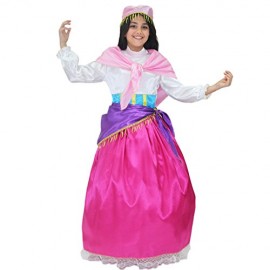 Costume di Carnevale Esmeralda Bambina – Vestito con Sottogonna, Scialle e Accessori, Taglie 5-14 Anni