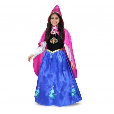 Costume di Carnevale La Fioraia Bambina - Vestito con Mantellina, Cappuccio, e Sottonna a Cerchi - Taglie 7/8 e 9/10 Anni