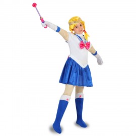 Costume da Marinaretta Sailor Moon per Carnevale e Cosplay – Vestito con Bacchetta, Parrucca e Accessori