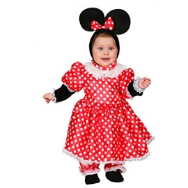 Costume di Carnevale Neonata Topoletta Minnie - Vestito con Cappello, Pantaloncino e Copriscarpette, Taglie 0-12 Mesi