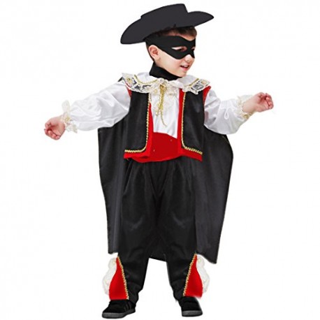 Costume Zorro Bambino Vendicatore per Carnevale e Feste a Tema – Con Cappello, Mantello e Maschera