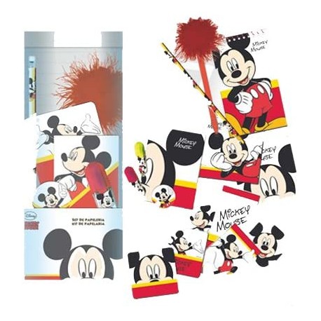 Set da 21 pezzi di Cancelleria Disney Mickey Mouse - Matita, Evidenziatore, Penna, Notes e Stickers di Topolino"