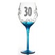 Calice in Vetro Decorato con Glitter e Decoro 3D - Numero 30 Azzurro - Idea Regalo Compleanno/Anniversario