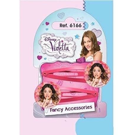 Pinzette Mollettine Clip Clap Violetta Disney - Blister da 2 pezzi - Accessori Moda per Bambina