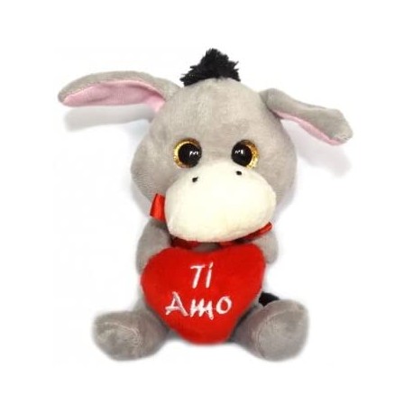 Peluche Sweet Heart Ciuchino con Cuore 15 cm – Pupazzo Morbido e Dolce Idea Regalo Romantico