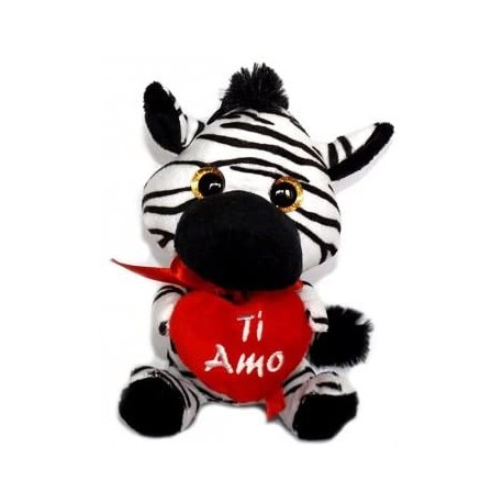 Peluche Zebra Sweet Heart con Cuore, Morbido Pupazzo 15 cm – Idea Regalo per Bambini e Innamorat