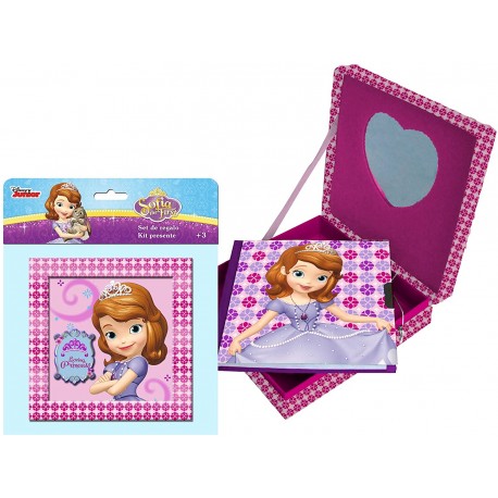 Diario segreto Principessa Sofia Disney con scatola regalo e specchietto a forma di cuore, dimensioni 12 cm. Il regalo perfetto 