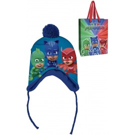 CCappello Invernale Peruviano PJ Masks Disney con Pon Pon e Paraorecchie - Taglia 52 per Bambini