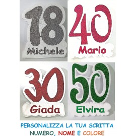 Numero Personalizzato in Polistirolo Glitterato - Decorazione per Compleanni, Anniversari, Battesimi e Eventi Speciali -