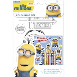 Set da Colorare Minions Cattivissimo Me con Stickers Attacca e Stacca – Album da Colorare con 6 Colori 8 Fogli e Sticker