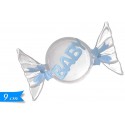 Scatolina Porta Confetti a Forma di Caramella in PVC Baby Celeste – Ideale per Nascita e Battesimo (9 cm)