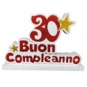 Sagoma in Polistirolo "Buon Compleanno" con Numero 30 Anni e Stelle - Decorazione Compleanno - 40x32x5 cm