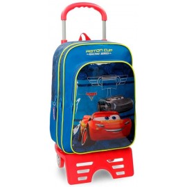 Zaino Trolley Disney Cars Scuola Elementare con Ruote - 30x40x16 cm - Doppio Scompartimento