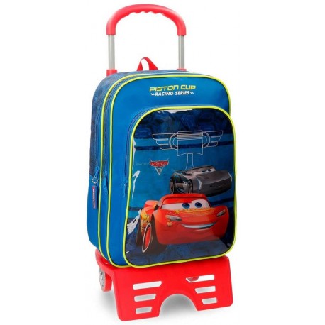 Zaino Trolley Disney Cars Scuola Elementare con Ruote - 30x40x16 cm - Doppio Scompartimento