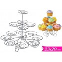 Alzatina in Metallo a 3 Ripiani per 13 Cupcake - Ideale per Dolci e Feste, 23x20 cm