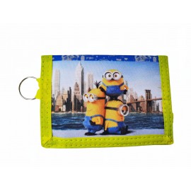 Portafoglio Minions Cattivissimo Me con Portamonete e Gancio Portachiavi - Blu 10x12 cm