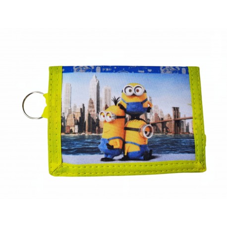 Portafoglio Minions Cattivissimo Me con Portamonete e Gancio Portachiavi - Blu 10x12 cm