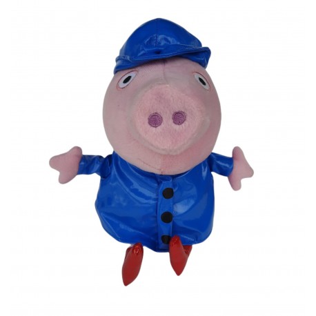 "Peluche Peppa Pig con Impermeabile Blu – Morbido e Divertente, 30 cm di Gioia per i Bambini!"