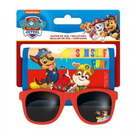 Set Regalo Paw Patrol Rosso - Occhiali da Sole e Portafoglio con Chase, Marshall e Rubble