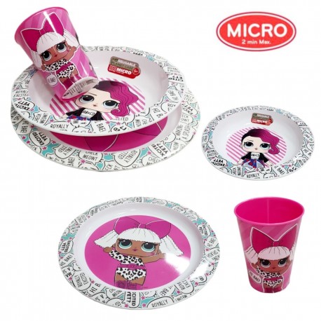 Set Pappa Per Microonde 3 Pezzi LOL Surprise - Piatto Piatto Fondo Bicchiere BPA-Free