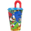 Bicchiere con Cannuccia Sonic the Hedgehog in Plastica - 430 ml