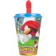 Bicchiere con Cannuccia Sonic Disney in Plastica - 430 ml