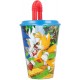 Bicchiere con Cannuccia Sonic Disney in Plastica - 430 ml