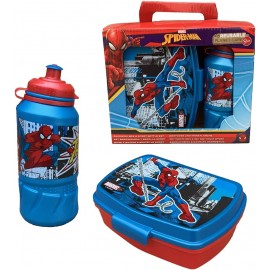 Set Pranzo Spiderman Marvel con Borraccia 400 ml e Porta Merenda - Scuola e Tempo Libero